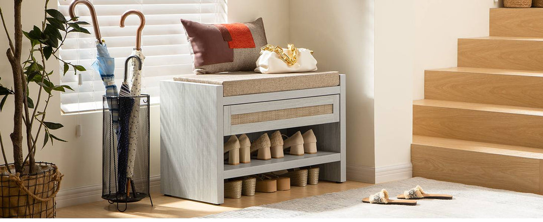 SICOTAS Savanna White Shoe Cabinet with Storage