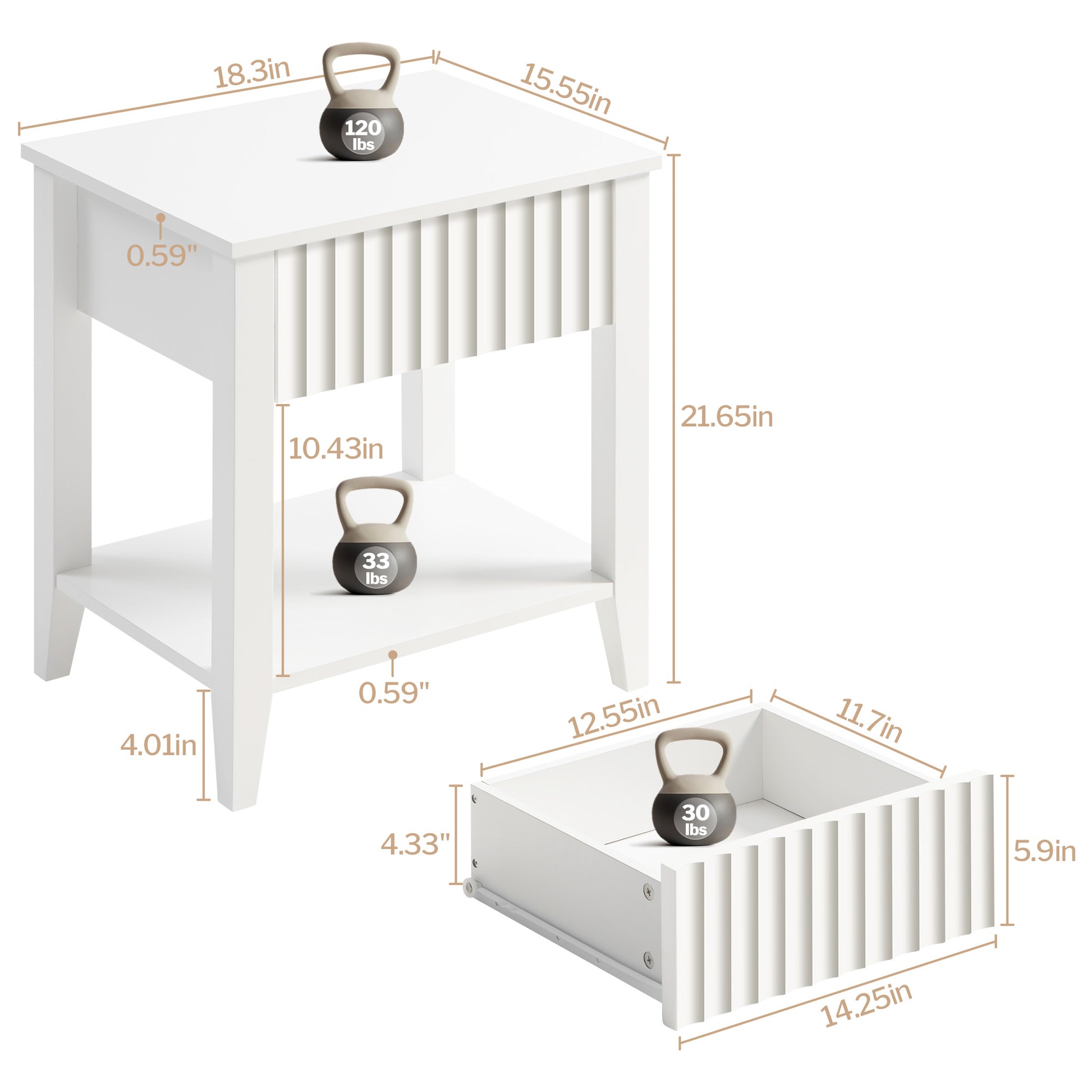 Opus White Nightstands - Sicotas