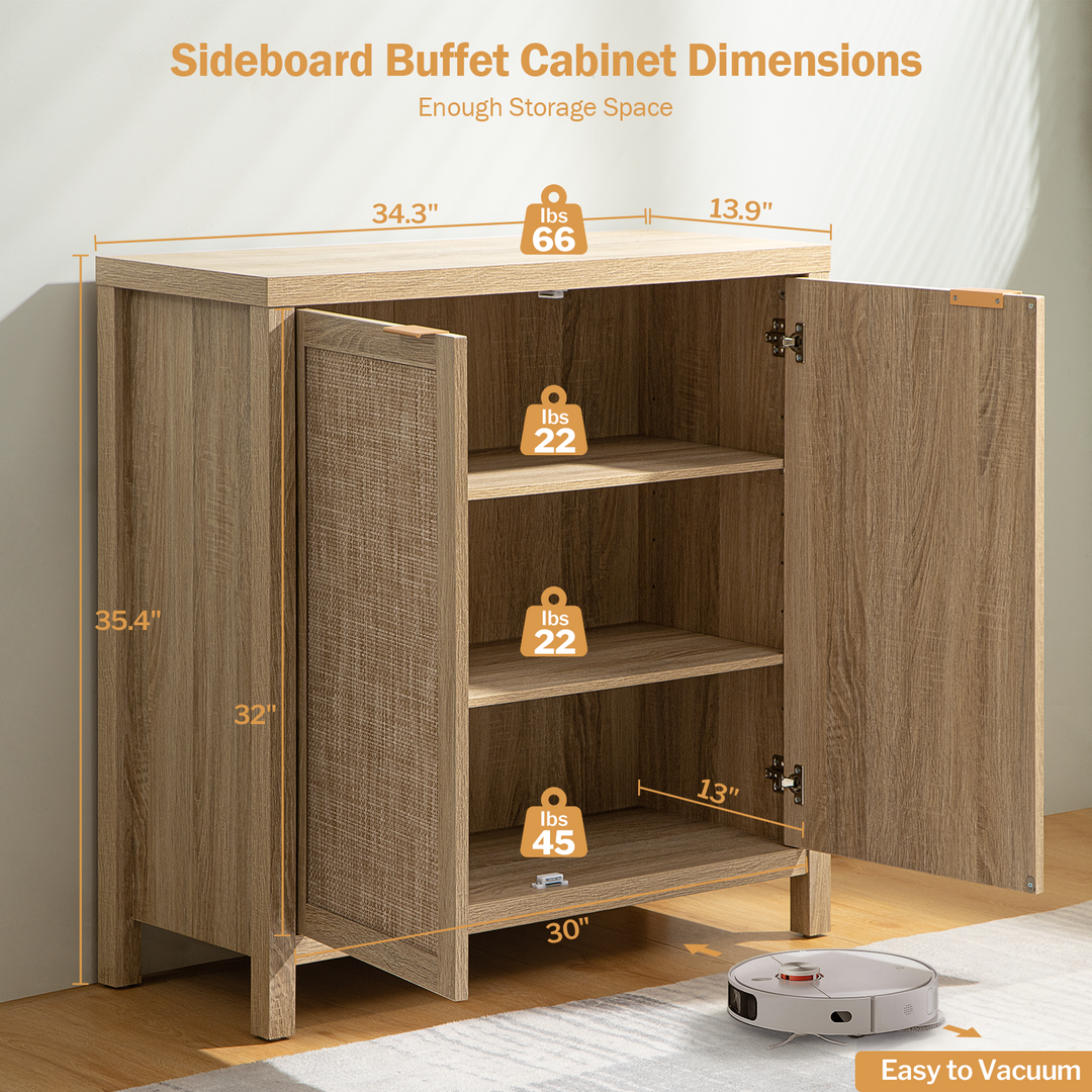 Rattan Sideboard Buffet Cabinet,Natural