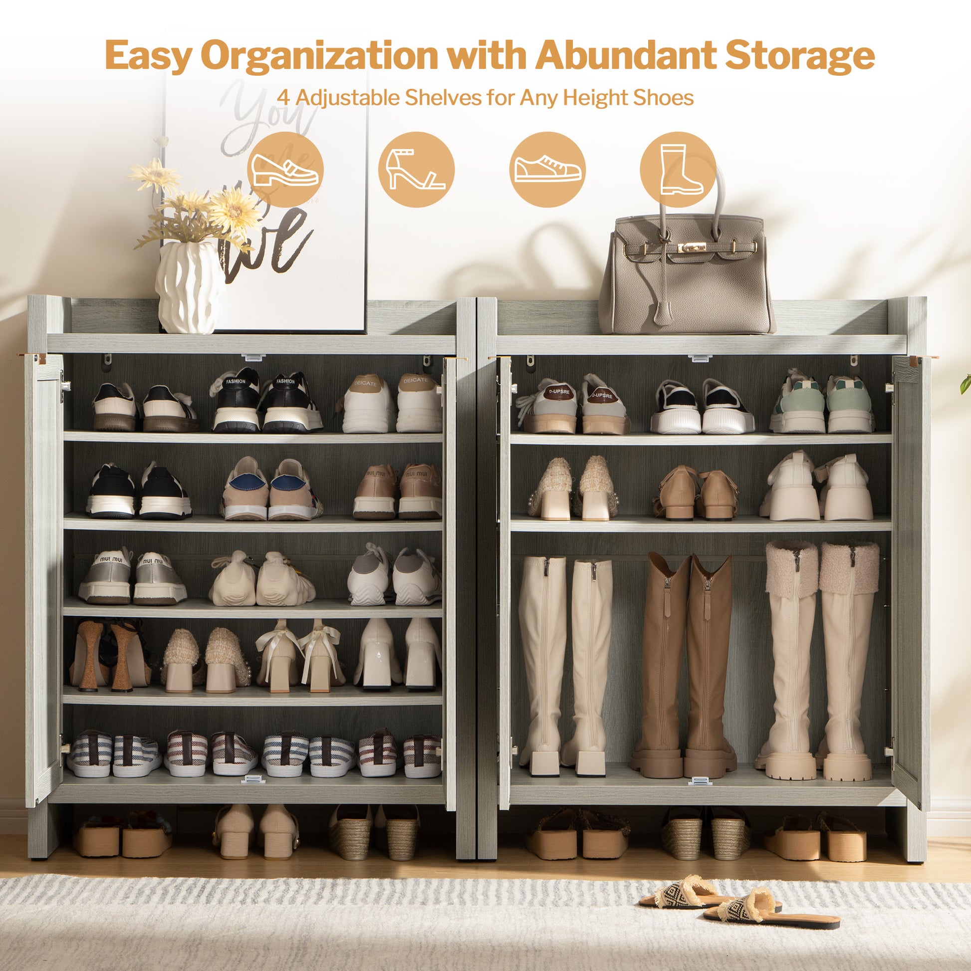 Savanna Shoe Cabinet, 24 Pairs Shoes