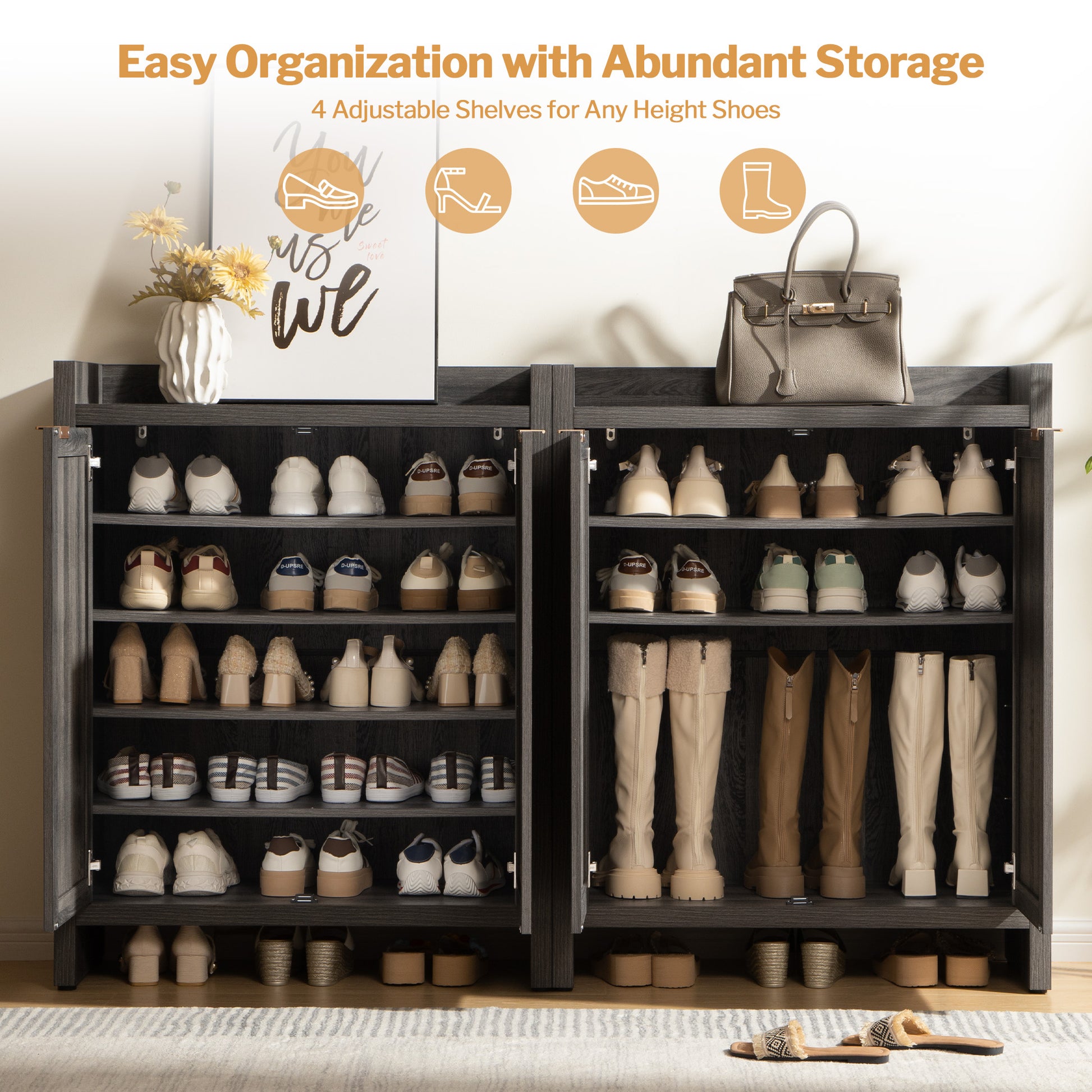 Savanna Shoe Cabinet, 24 Pairs Shoes