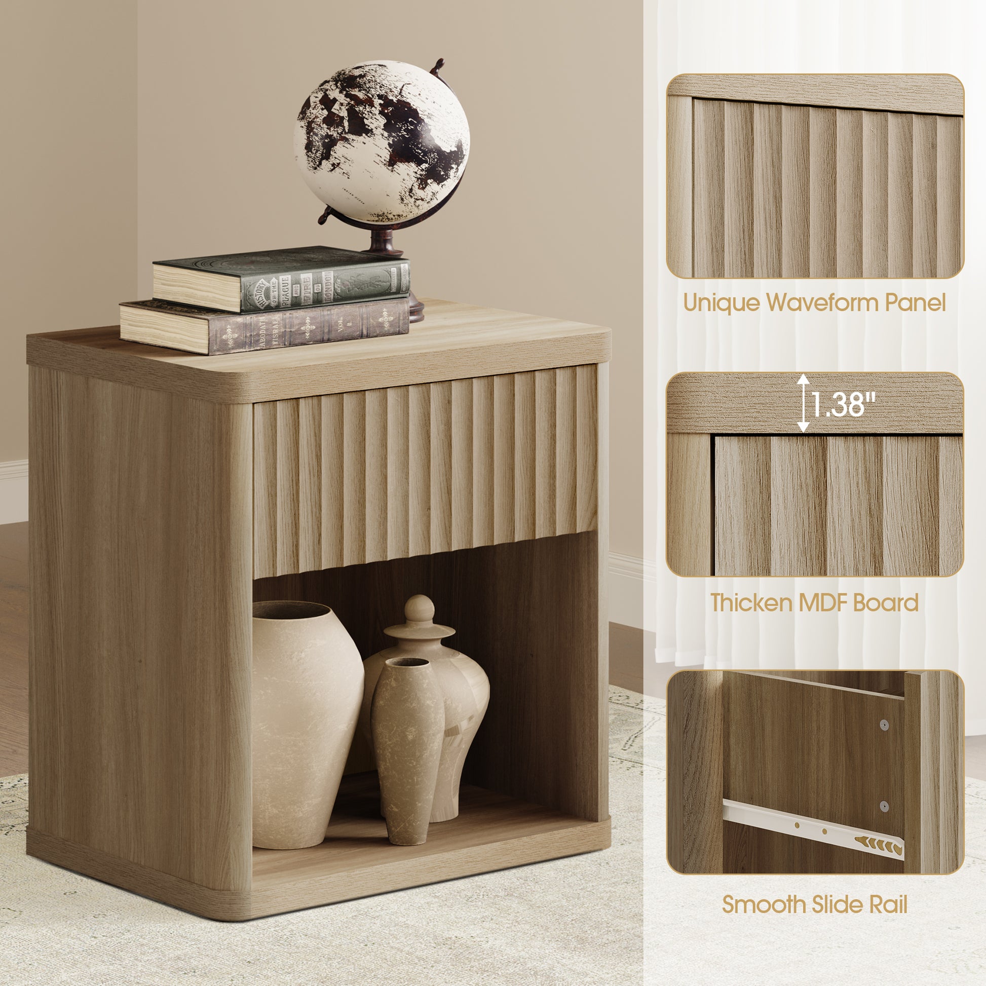 Cas Nightstand with Single Drawer - Sicotas