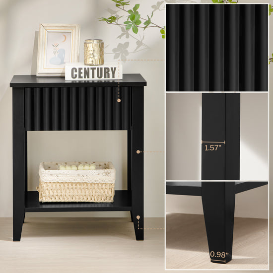 Opus Black Nightstands with Drawer