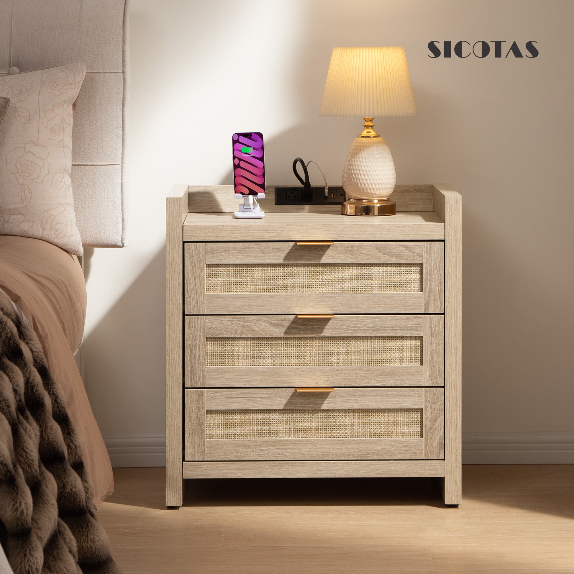 Savanna Wood Dresser, 3 Drawers - Sicotas