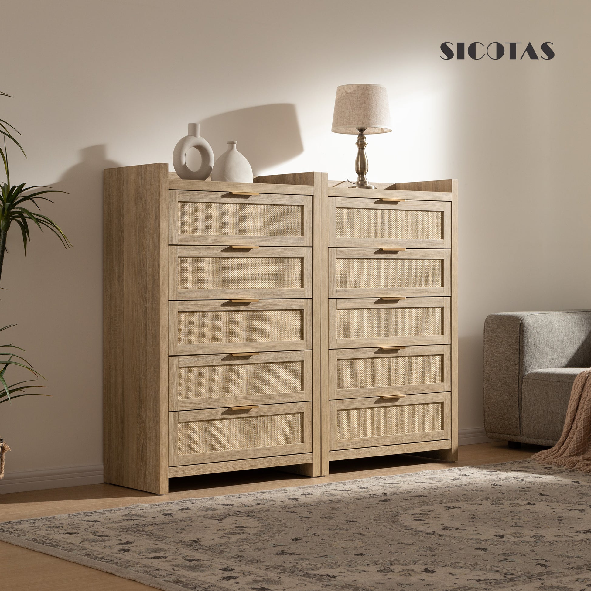 Savanna Wood Dresser, 5 Drawers - Sicotas