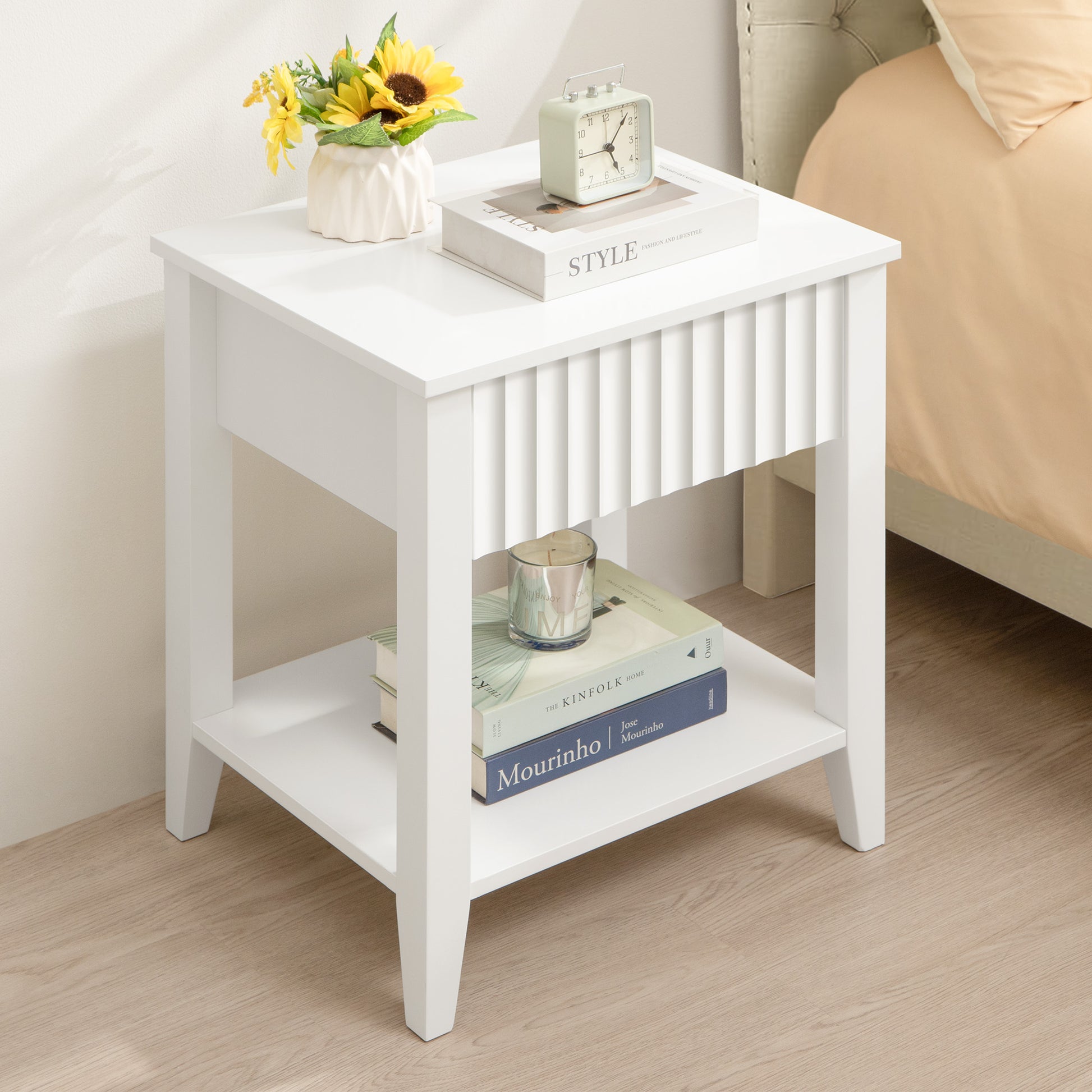 Opus White Nightstands - Sicotas