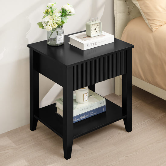 Opus Black Nightstands with Drawer