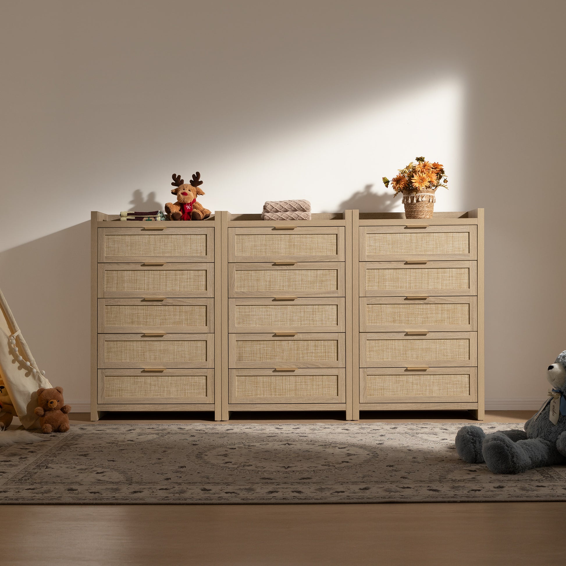 Savanna Wood Dresser, 5 Drawers - Sicotas