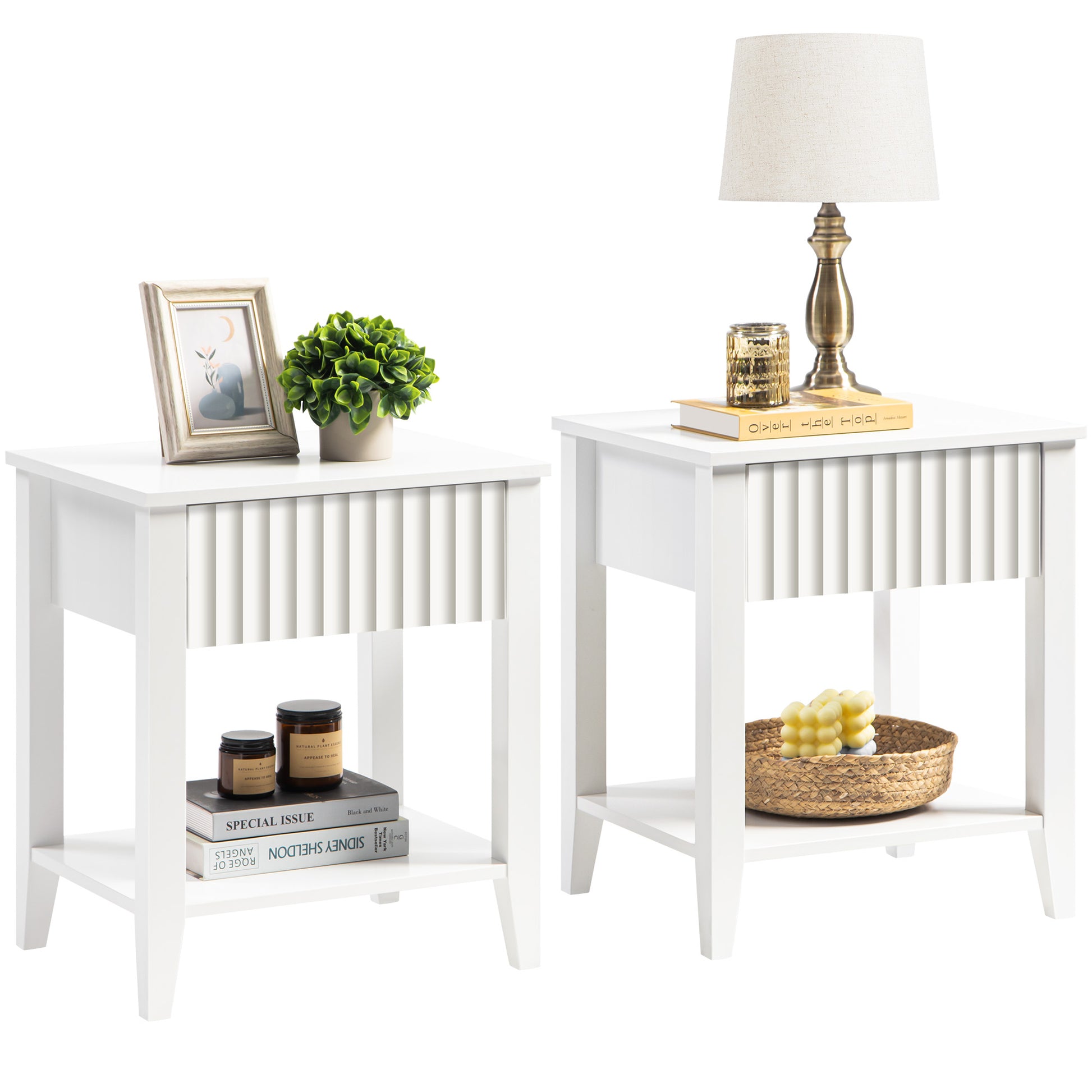 Opus White Nightstands - Sicotas