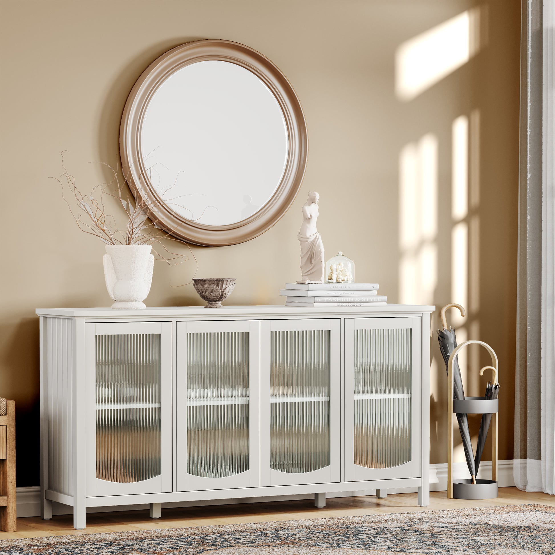 64" White Buffet Cabinet