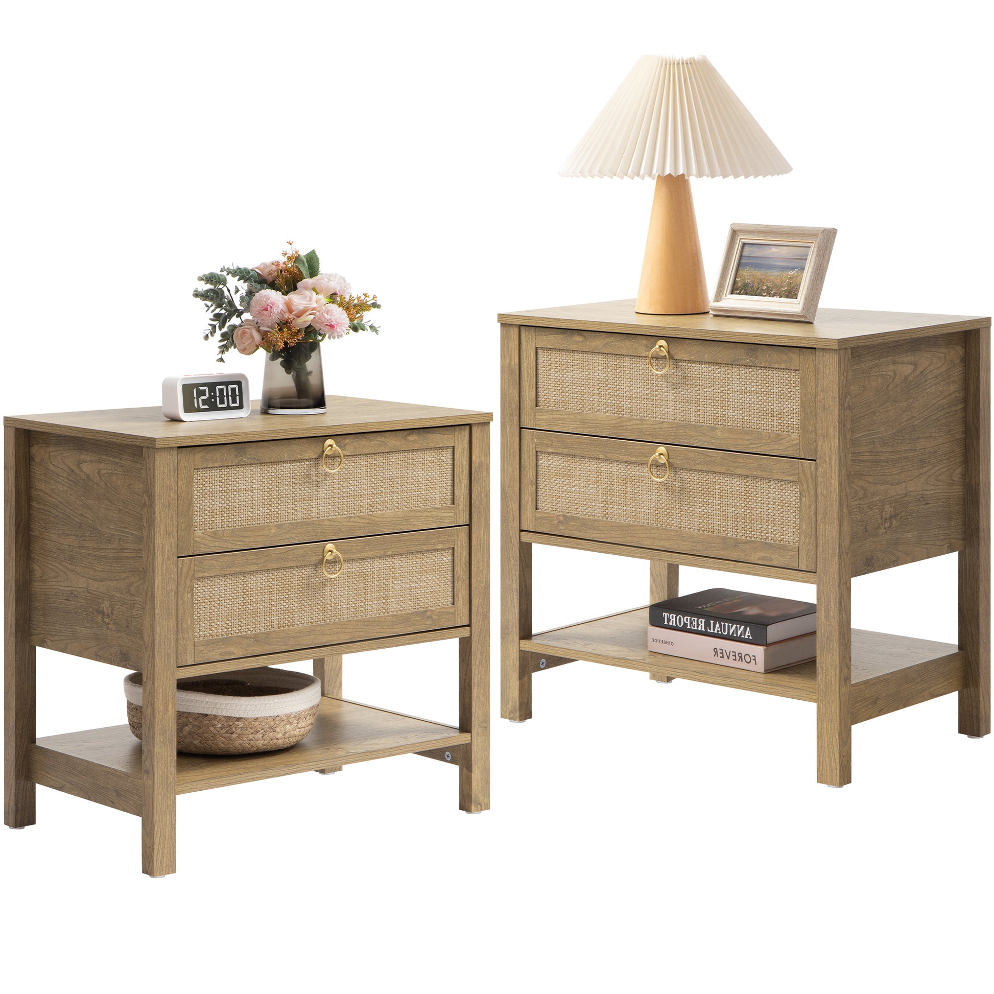 Savanna White Nightstand, 25.6Inch Height