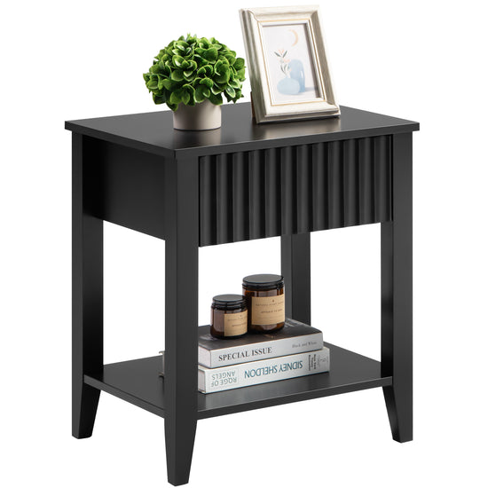 Opus Black Nightstands with Drawer