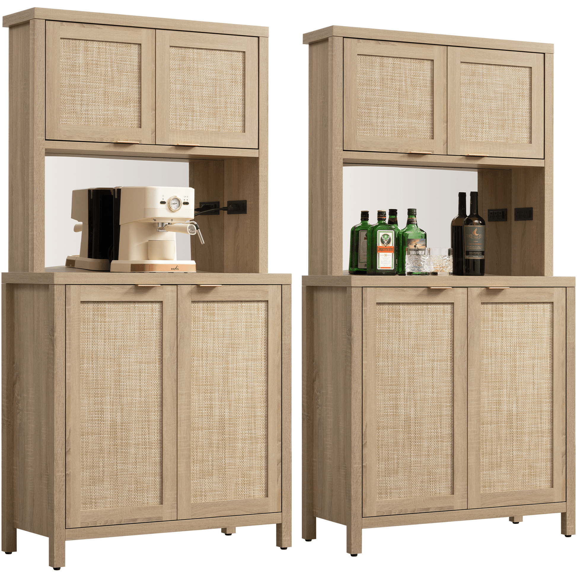 Savanna Pantry Cabinet,Rattan Door - Sicotas