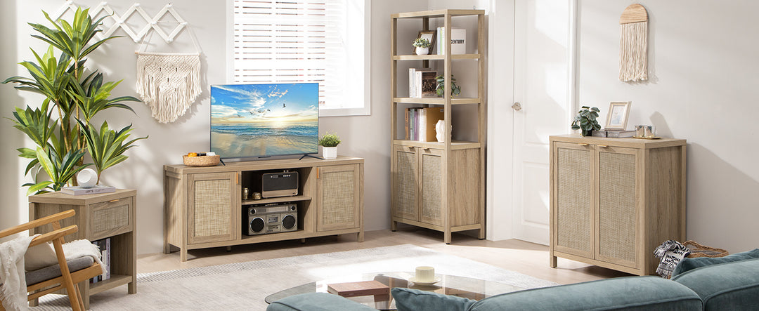 59Inch TV Stands,Rattan Style
