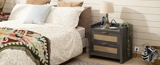 Savanna Nightstand with Charging Station