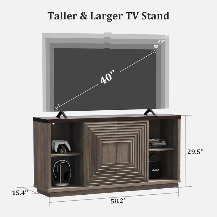 Stria 58.2Inch TV Stand,Sliding Door