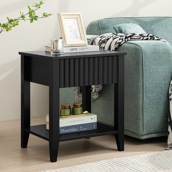 Opus Black Nightstands with Drawer