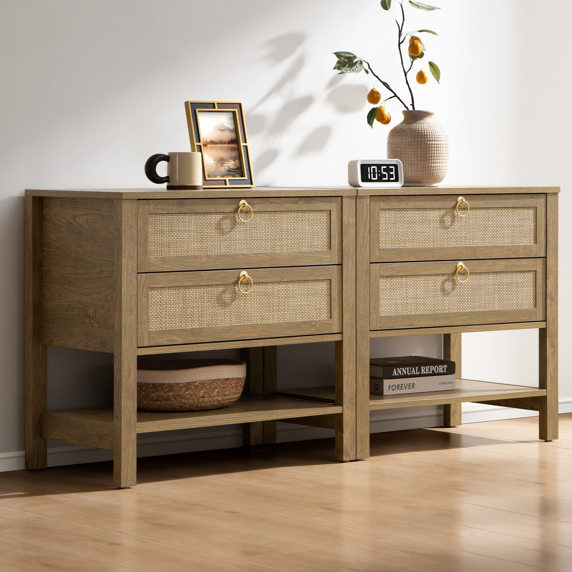 Savanna White Nightstand, 25.6Inch Height