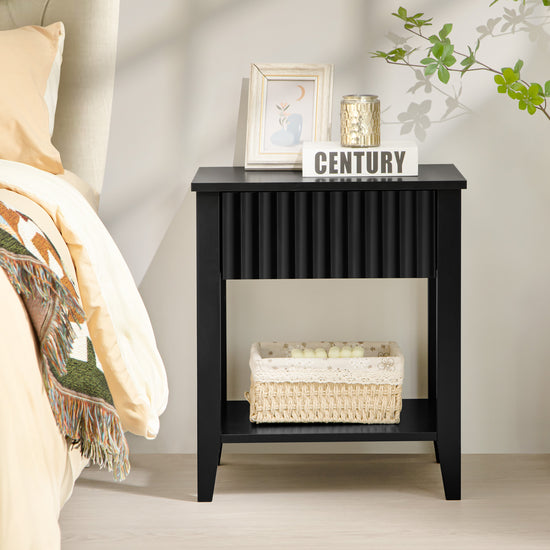 Opus Black Nightstands with Drawer