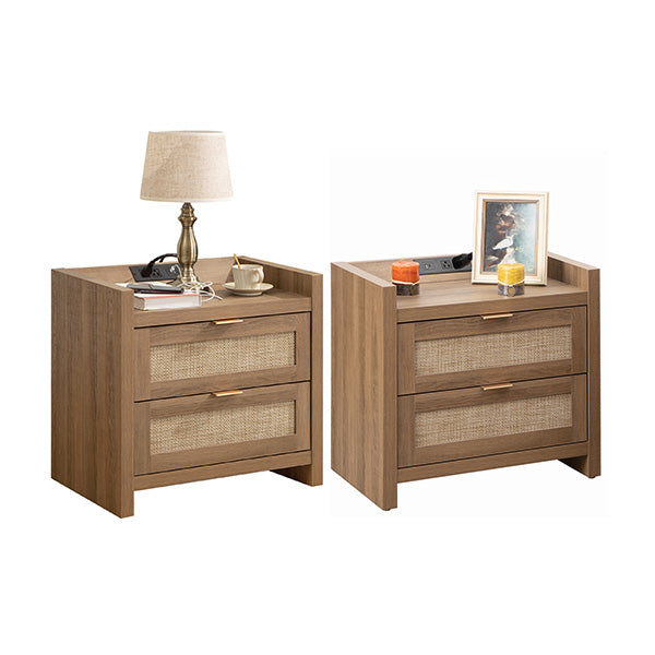 Savanna Wood Nightstand with Charger