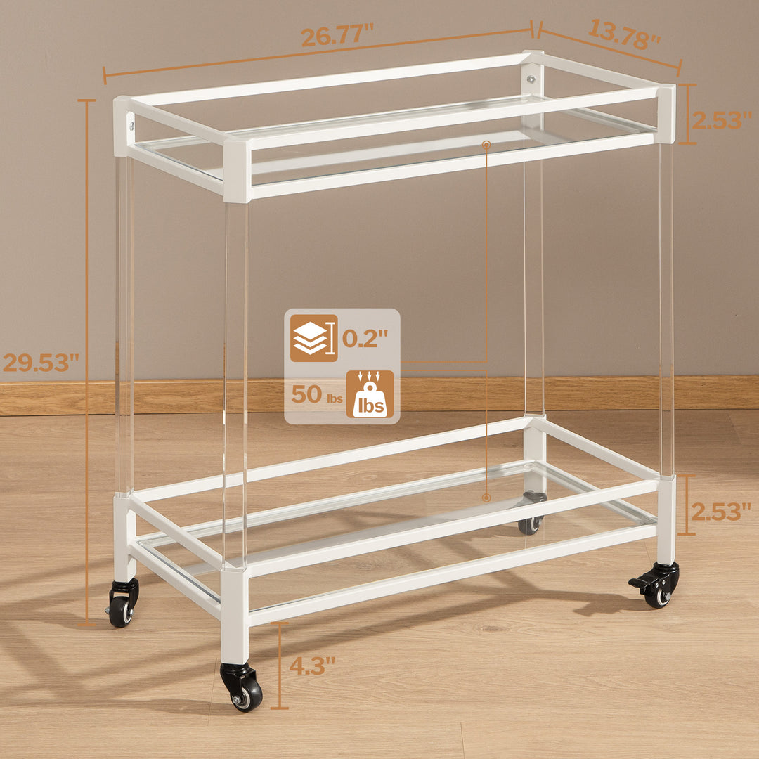 Acrylic Bar Cart，Mirrored Shelves