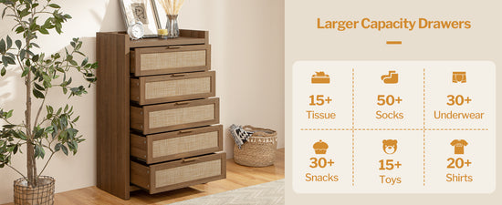 Savanna Wood Dresser, 5 Drawers