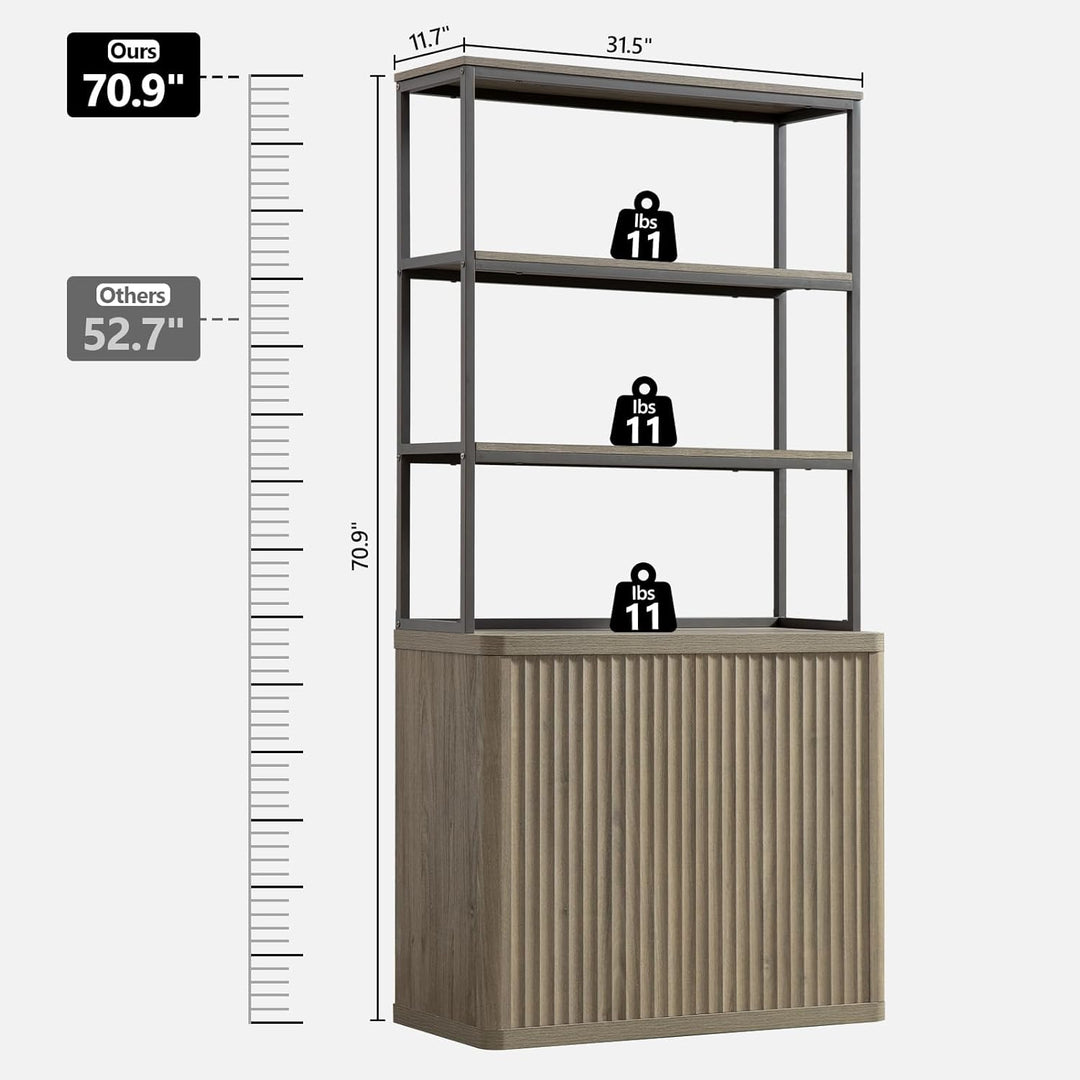 Cas  70.9Inch Bookcase with Doors