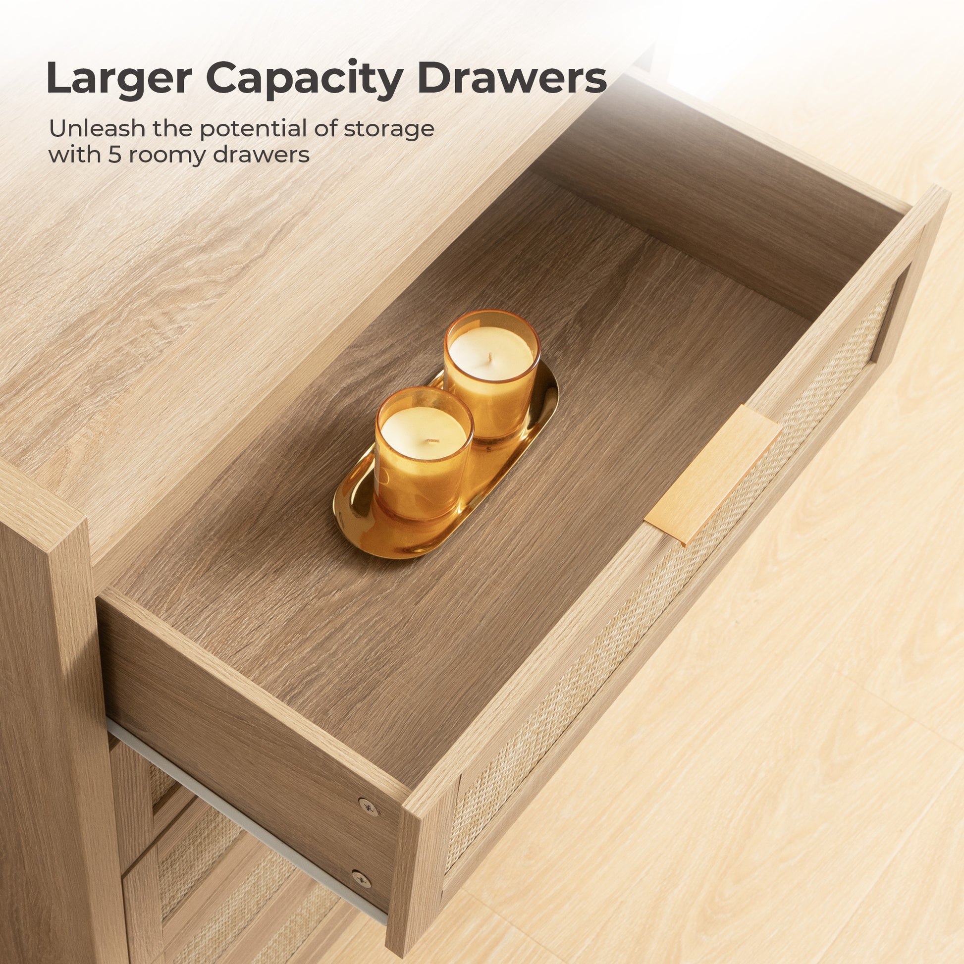 Savanna Wood Dresser, 5 Drawers