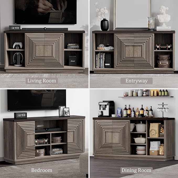 Stria 58.2Inch TV Stand,Sliding Door