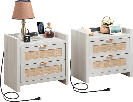 Savanna White Night Stand with Drawers