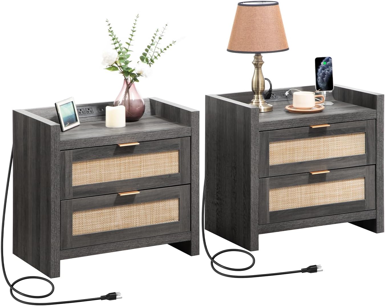 Savanna Nightstand with Charging Station