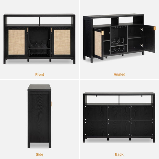 Savanna Black Bar Cabinet with Glass Holder