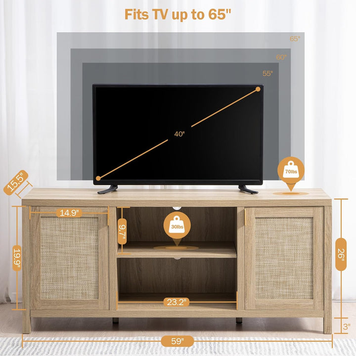 Savanna 59" Rattan TV Stand