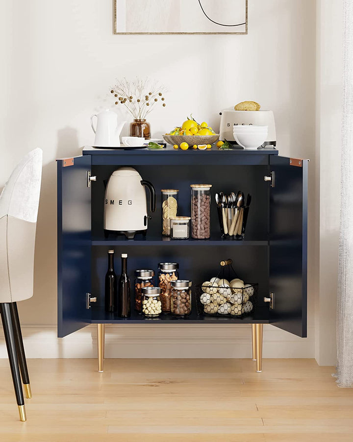 Buffet Cabinet Sideboard with Storage Kitchen Accent Cabinet with Doors and Adjustable Shelf, Modern Credenza Coffee Bar Cabinet Cupboard for Entryway Living Dining Room, Dark Blue