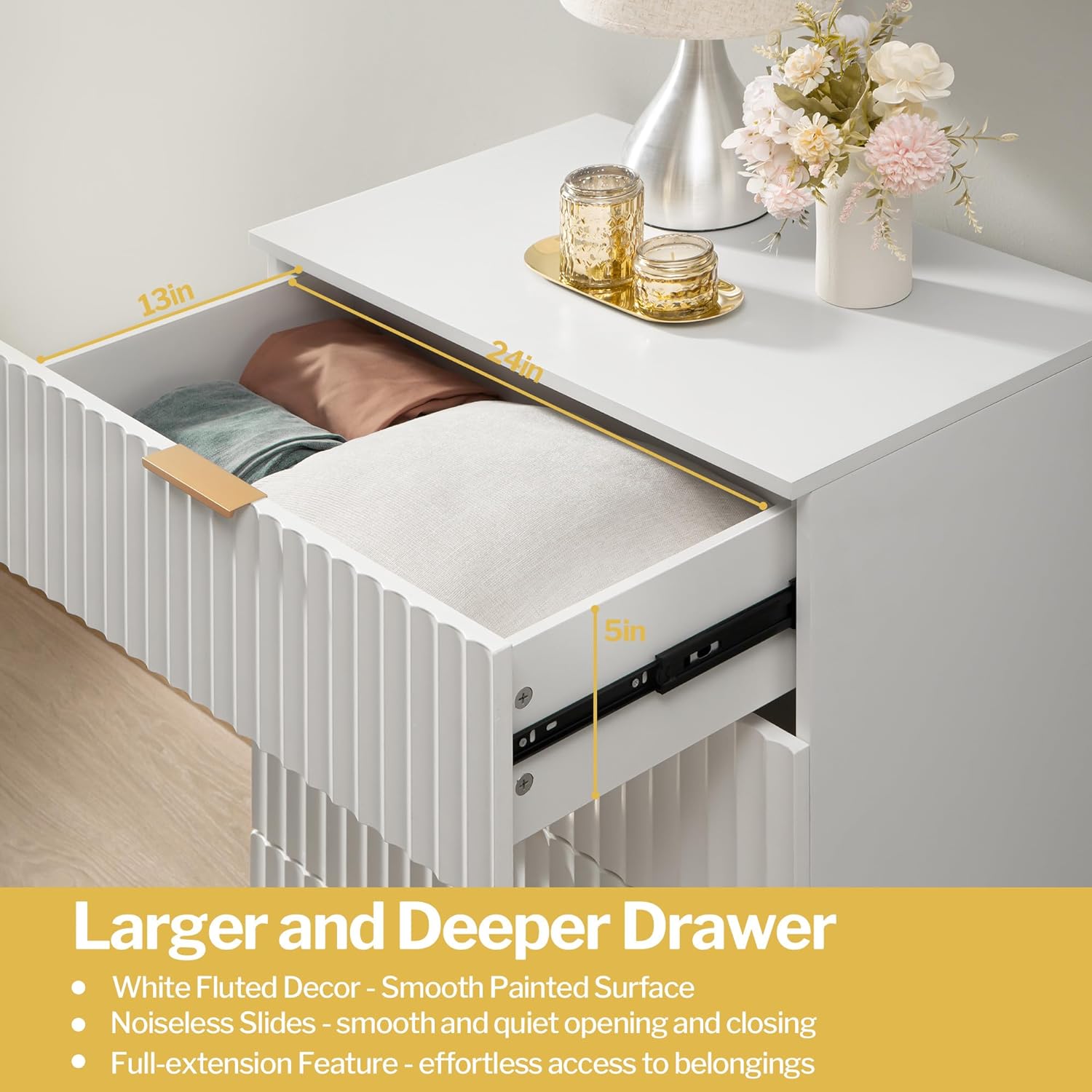 Opus White Dresser with 4 Drawers