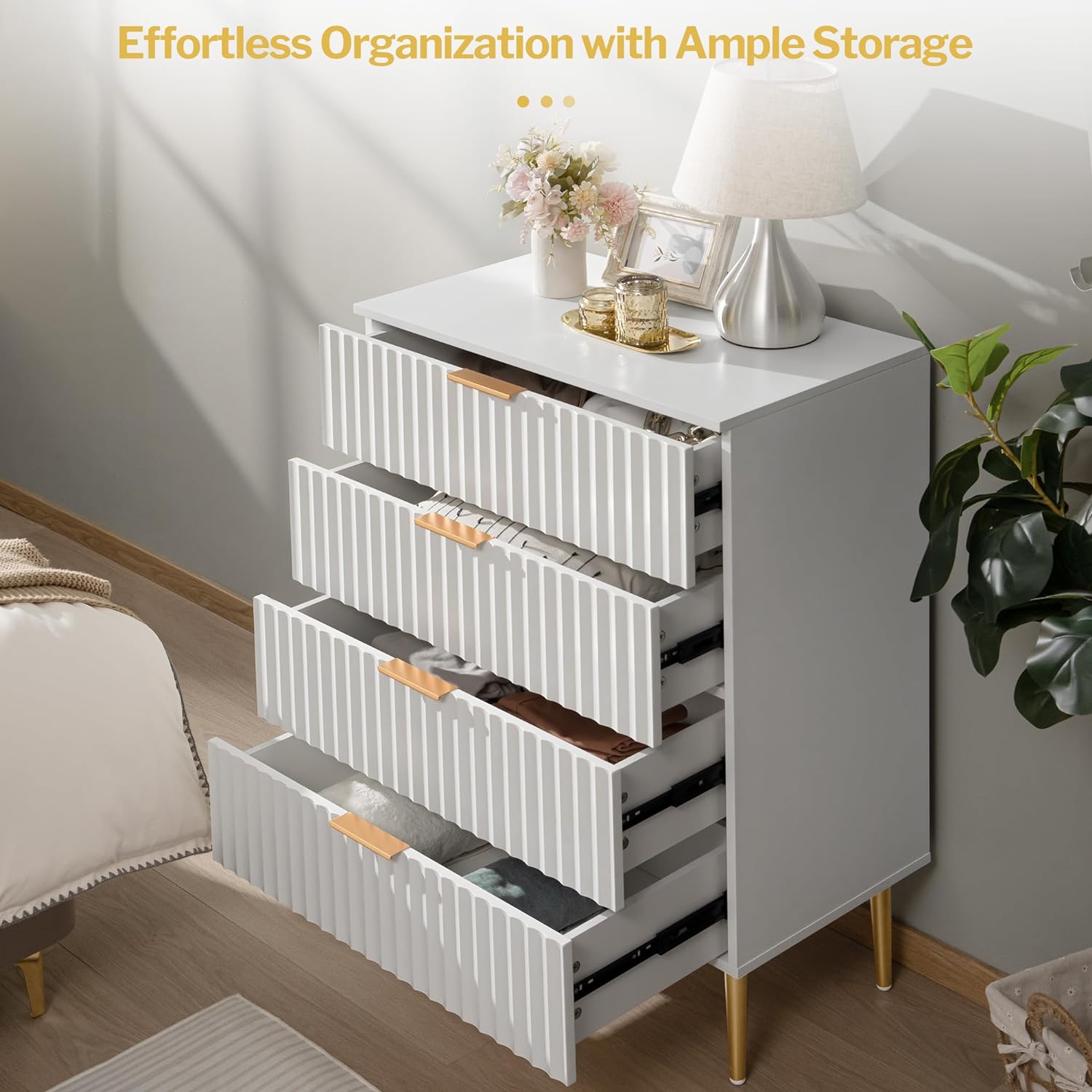 Opus White Dresser with 4 Drawers