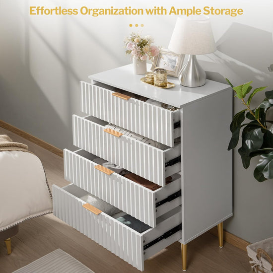 Opus White Dresser with 4 Drawers