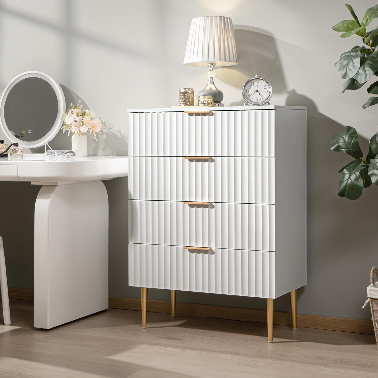 SICOTAS 7-Drawer Rattan Dresser – 57” Wide Boho Chest Of Drawers, Bedroom Storage, TV Stand, Caramel Oak Finish