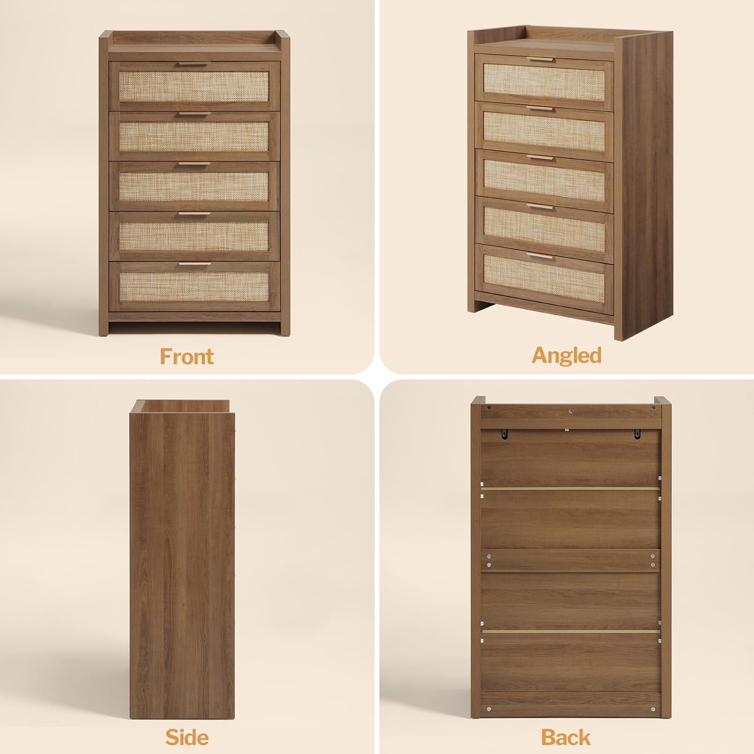 Savanna Wood Dresser, 5 Drawers - Sicotas