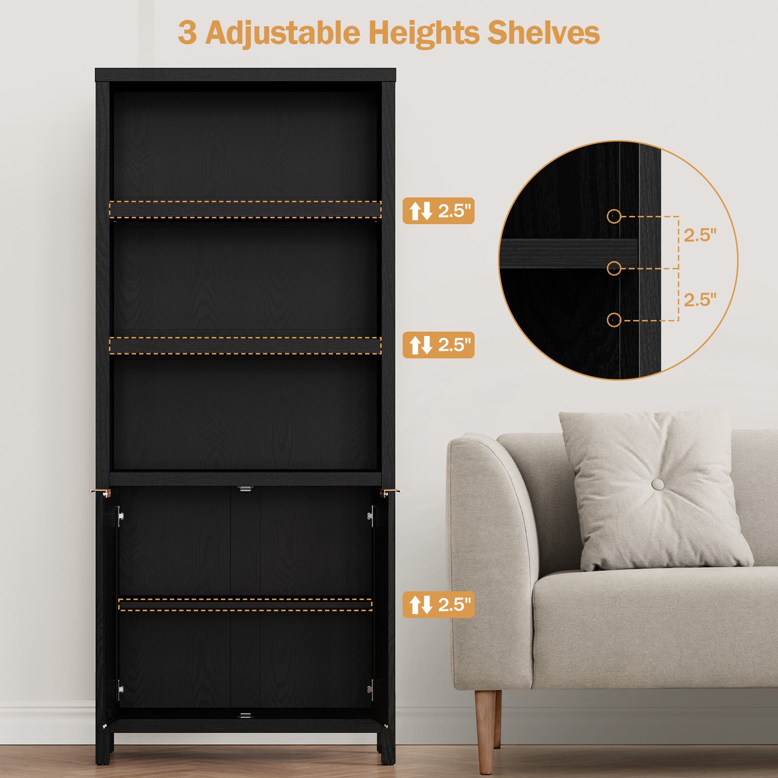 Savanna 70.9'' Tall Black Bookcase - Sicotas