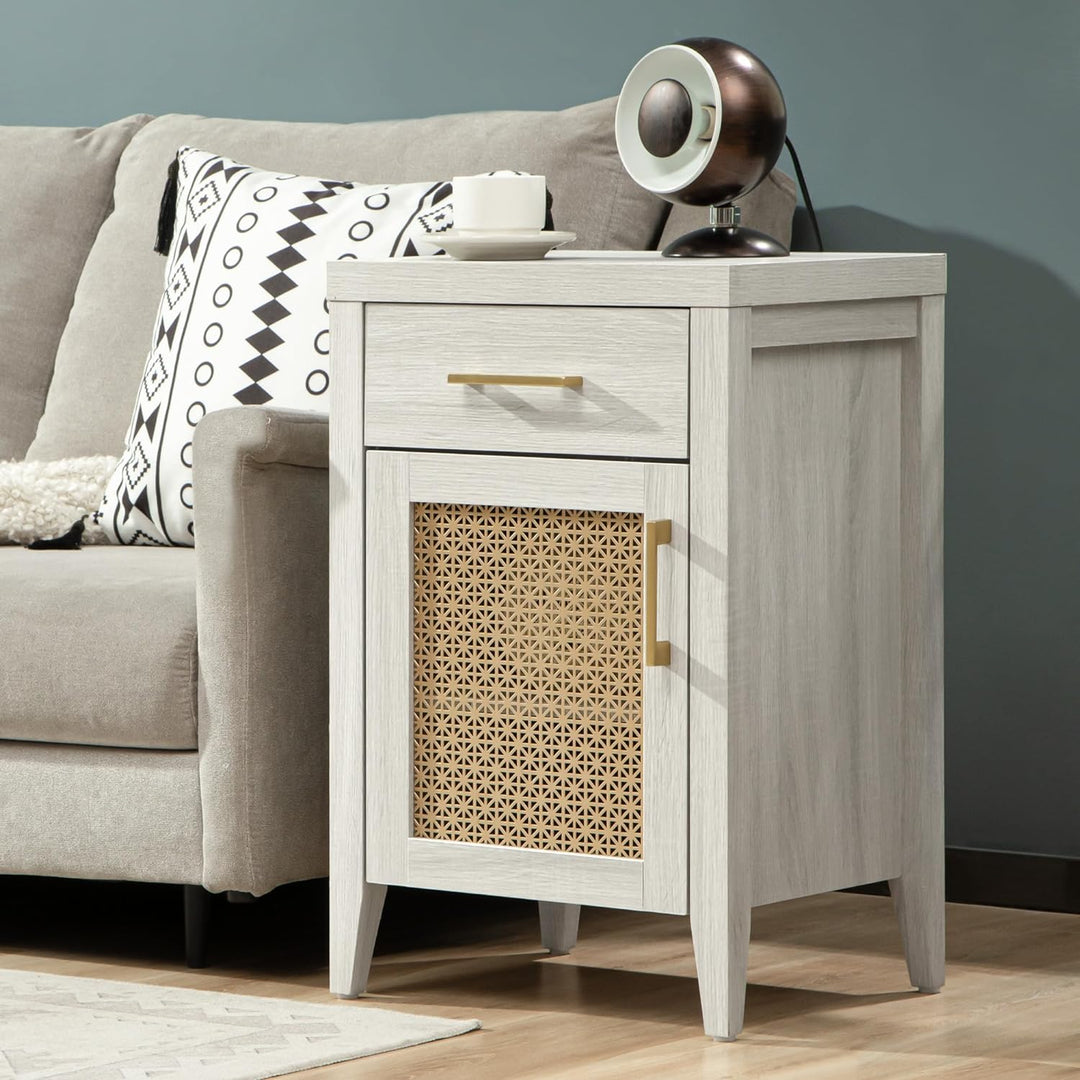 Tall Night Stand with Drawer,Gold Mesh Door