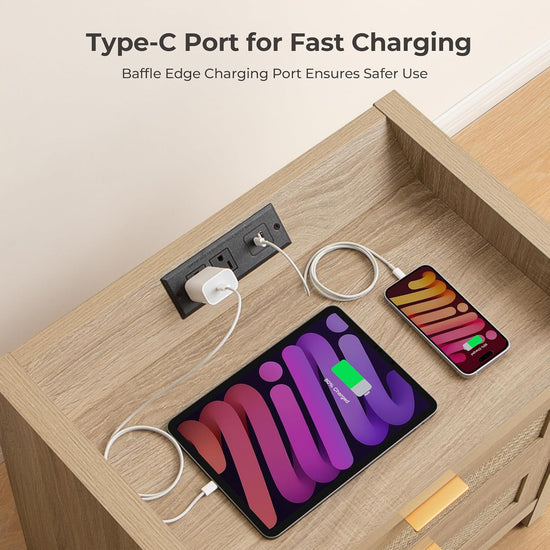 Savanna Nightstand with Charging Station