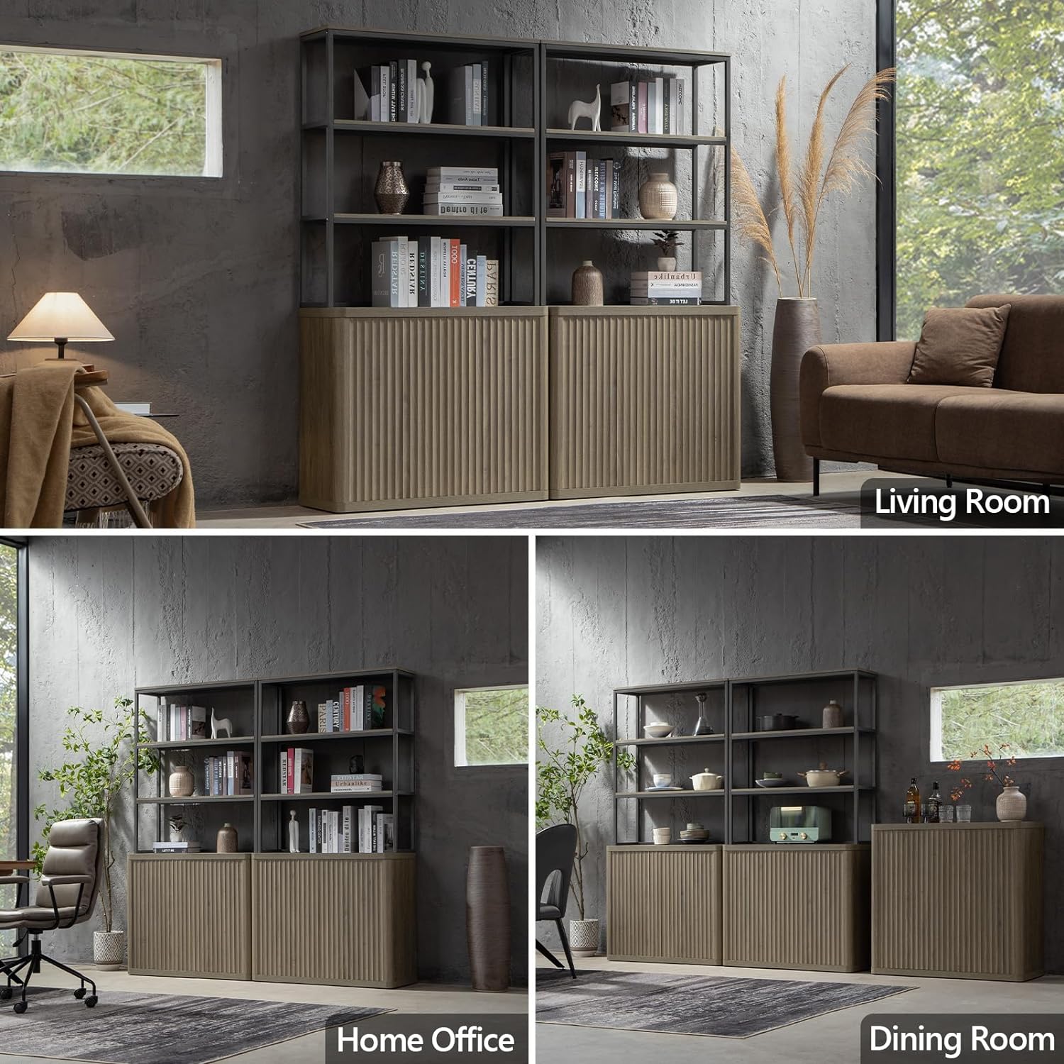 Cas 70.9Inch Bookshelf With doors - Sicotas