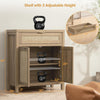 Sideboard Buffet Storage Cabinet, Rattan Accent Cabinet with Doors and Drawer, Boho Credenzas Buffet Table Console Coffee Bar Cabinet