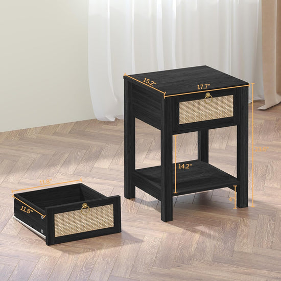 Savanna Black Rattan Nightstands