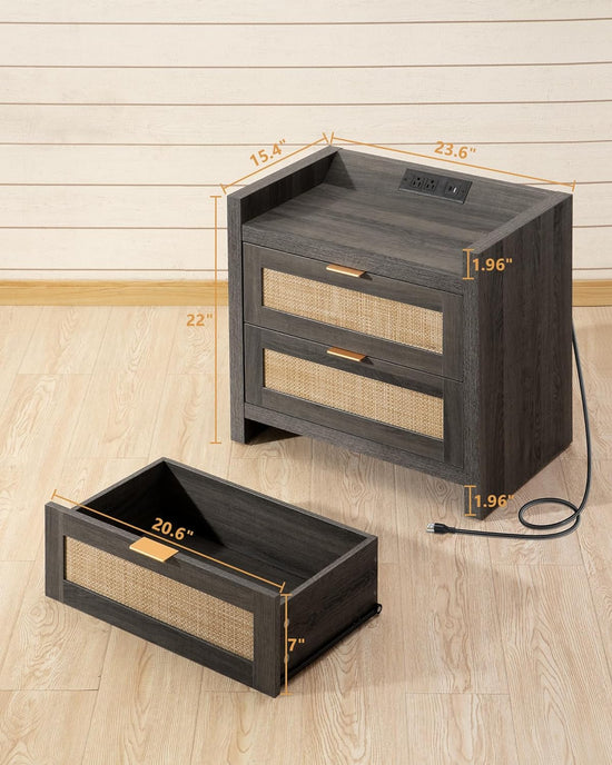 Savanna Nightstand with Charging Station