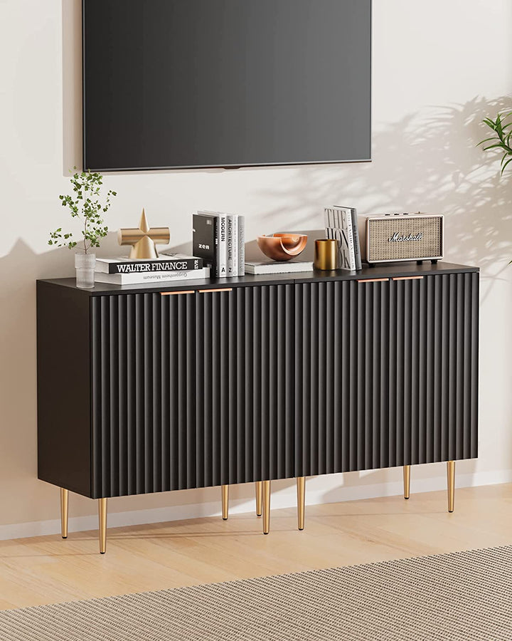 Buffet Cabinet Sideboard with Storage Kitchen Accent Cabinet with Doors and Adjustable Shelf, Modern Credenza Coffee Bar Cabinet Cupboard for Entryway Living Dining Room,Black
