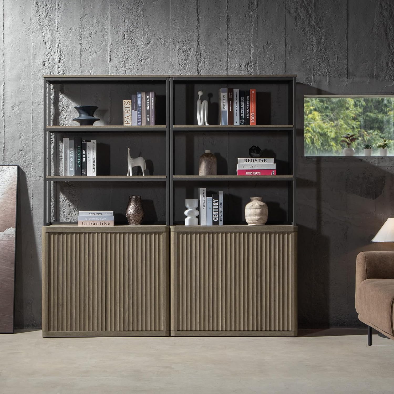 Cas 70.9Inch Bookshelf With doors - Sicotas