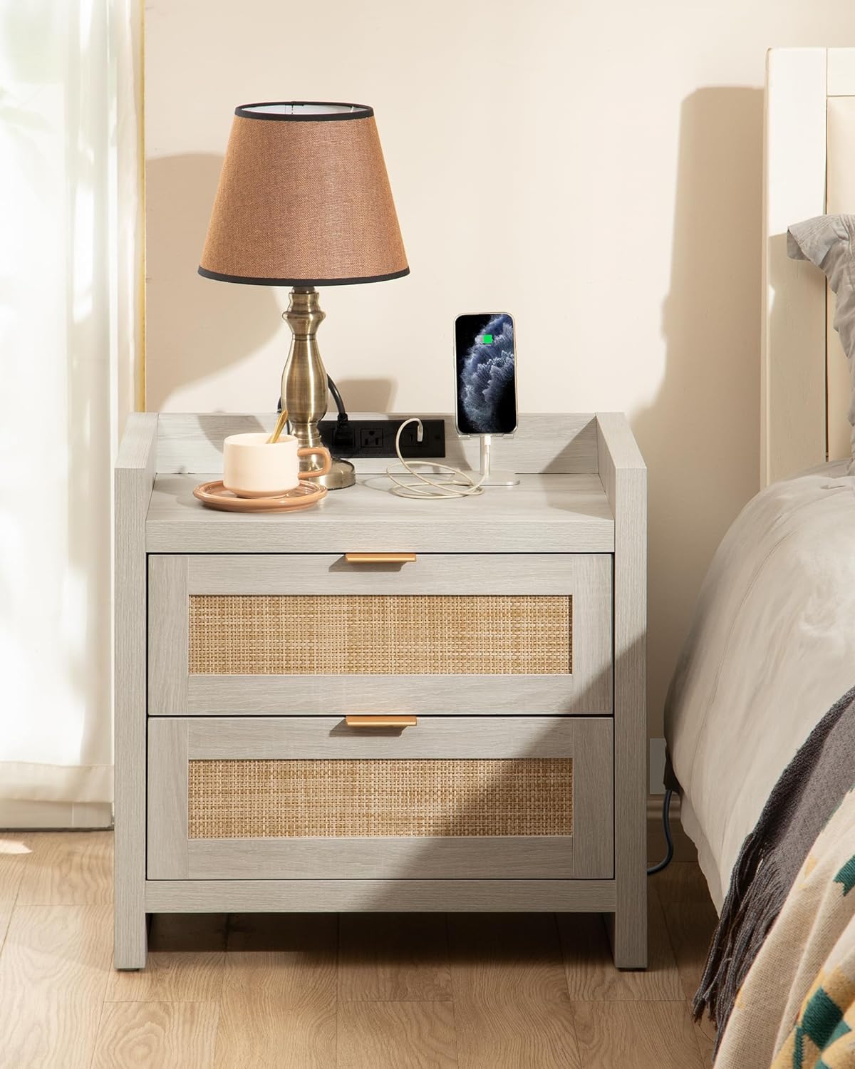 Savanna White Night Stand with Drawers - Sicotas