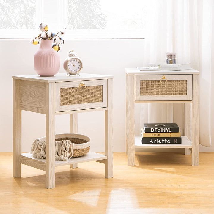 Natural Nightstands, Rattan Decor Style